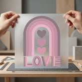 Retro Rainbow Love Hearts Valentine Vintage Ready to Press DTF Transfer for Dtf