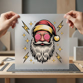 Retro Santa Pink Glasses Christmas Vintage Ready to Press DTF Transfer for Dtf