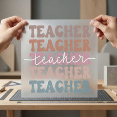 Retro Teacher Stack Groovy Teacher Vintage Ready to Press DTF Transfer for Dtf