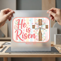 Risen Cross Easter Eggs Christian Faith Ready to Press DTF Transfer for Dtf