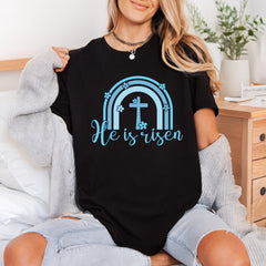 Risen Cross Rainbow Christian Christian Faith Ready to Press DTF Transfer for Dtf