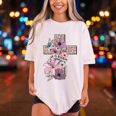 Risen Floral Cross Christian Christian Faith Ready to Press DTF Transfer for Dtf
