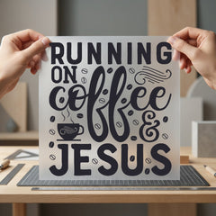 Running Coffee Jesus Faith-based Christian Faith Ready to Press DTF Transfer for Dtf