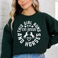 Runs on Jesus & Horses | Faith & Equine Sweatshirt - Luckets.com