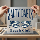 Salty Babes Beach Club Vintage Retro Ready to Press DTF Transfer for Dtf