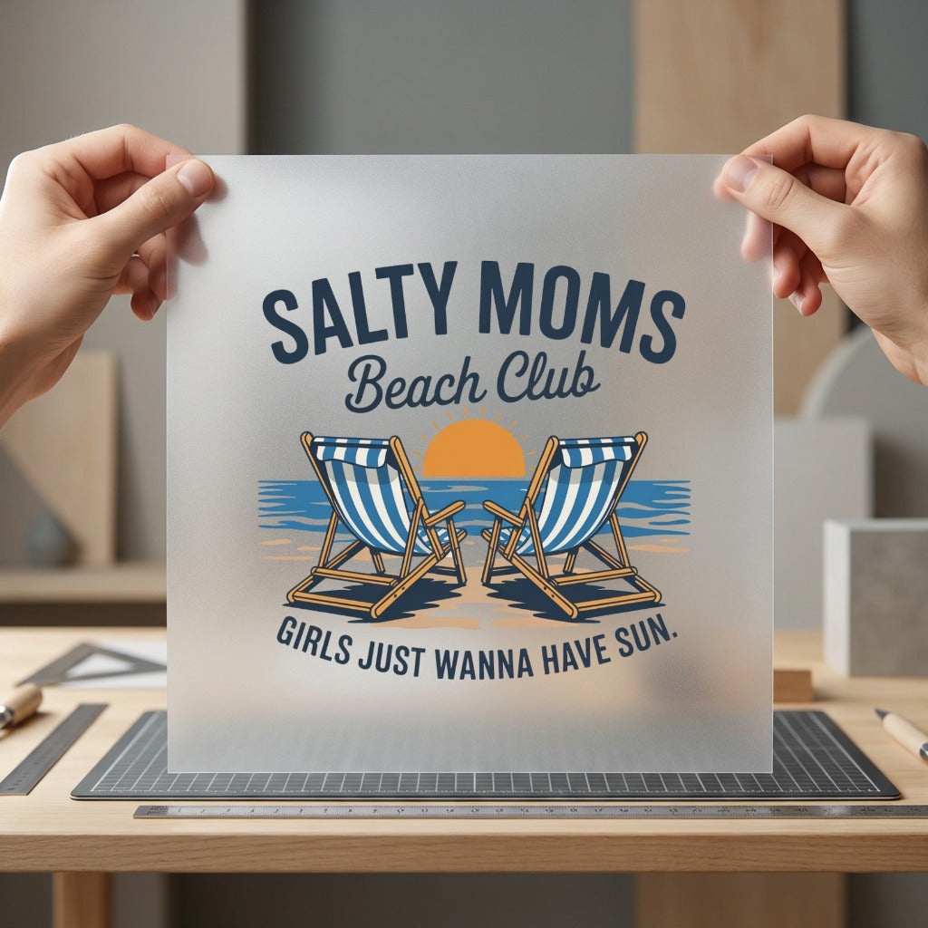 Salty Moms Beach Club Mom Funny Ready to Press DTF Transfer for Dtf