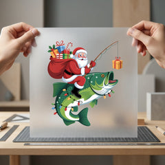 Santa Bass Fishing Christmas Christmas Dad Ready to Press DTF Transfer for Dtf