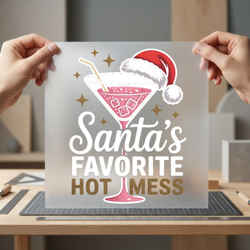 Santa Favorite Hot Mess Christmas Mom Ready to Press DTF Transfer for Dtf