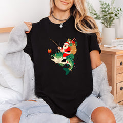 Santa Fishing Bass Christmas Christmas Funny Ready to Press DTF Transfer for Dtf