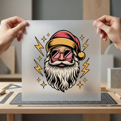 Santa Sunglasses Retro Diy Christmas Vintage Ready to Press DTF Transfer for Dtf