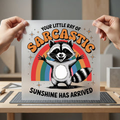 Sarcastic Sunshine Raccoon Retro Funny Sarcastic Ready to Press DTF Transfer for Dtf