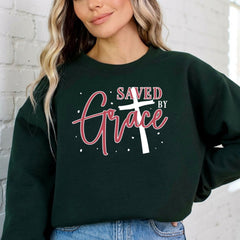 Saved By Grace | Cross & Scripture Sweatshirt - Luckets.com