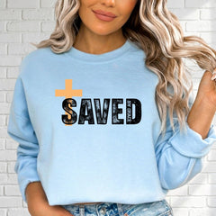 Saved By Grace | Modern Cross Faith Sweatshirt - Luckets.com
