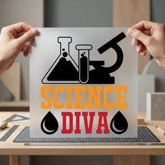 Science Diva Retro Diy Teacher Ready to Press DTF Transfer for Dtf