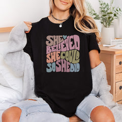 She Believed Could Did Vintage Retro Ready to Press DTF Transfer for Dtf