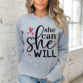 She Can She Will | Empowering Faith Sweatshirt - Luckets.com