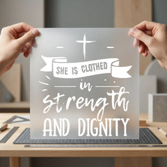 She Clothed Strength Christian Christian Faith Ready to Press DTF Transfer for Dtf