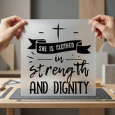 She Clothed Strength Christian Christian Faith Ready to Press DTF Transfer for Dtf