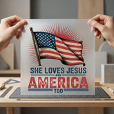 She Loves Jesus America 4th Of July Christian Ready to Press DTF Transfer for Dtf
