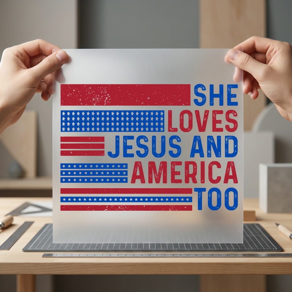She Loves Jesus America 4th Of July Faith Ready to Press DTF Transfer for Dtf