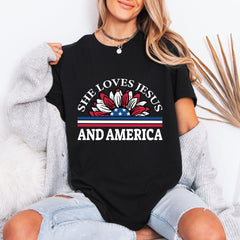 She Loves Jesus And America | Faith & Patriotism Tee - Luckets.com