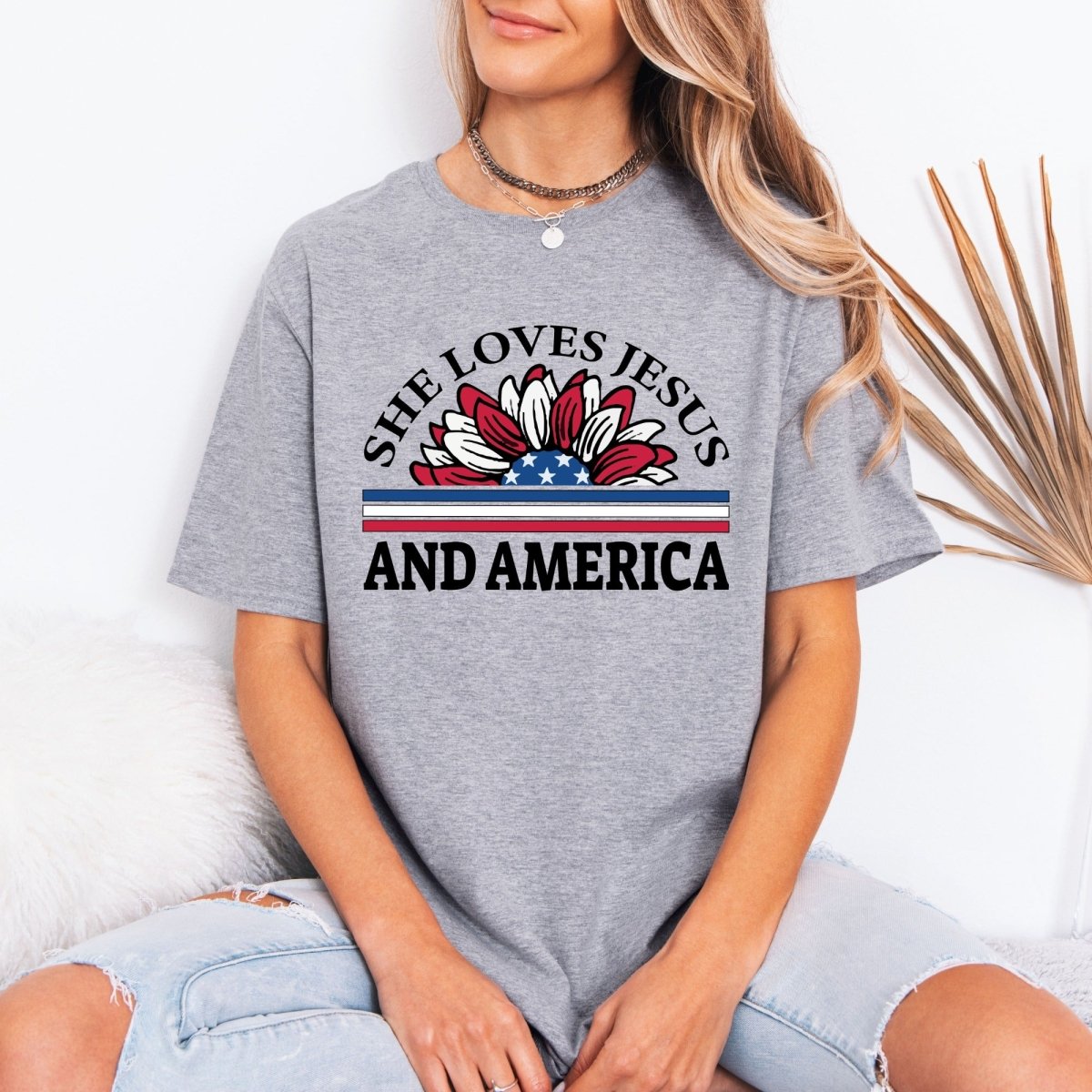She Loves Jesus And America | Faith & Patriotism Tee - Luckets.com