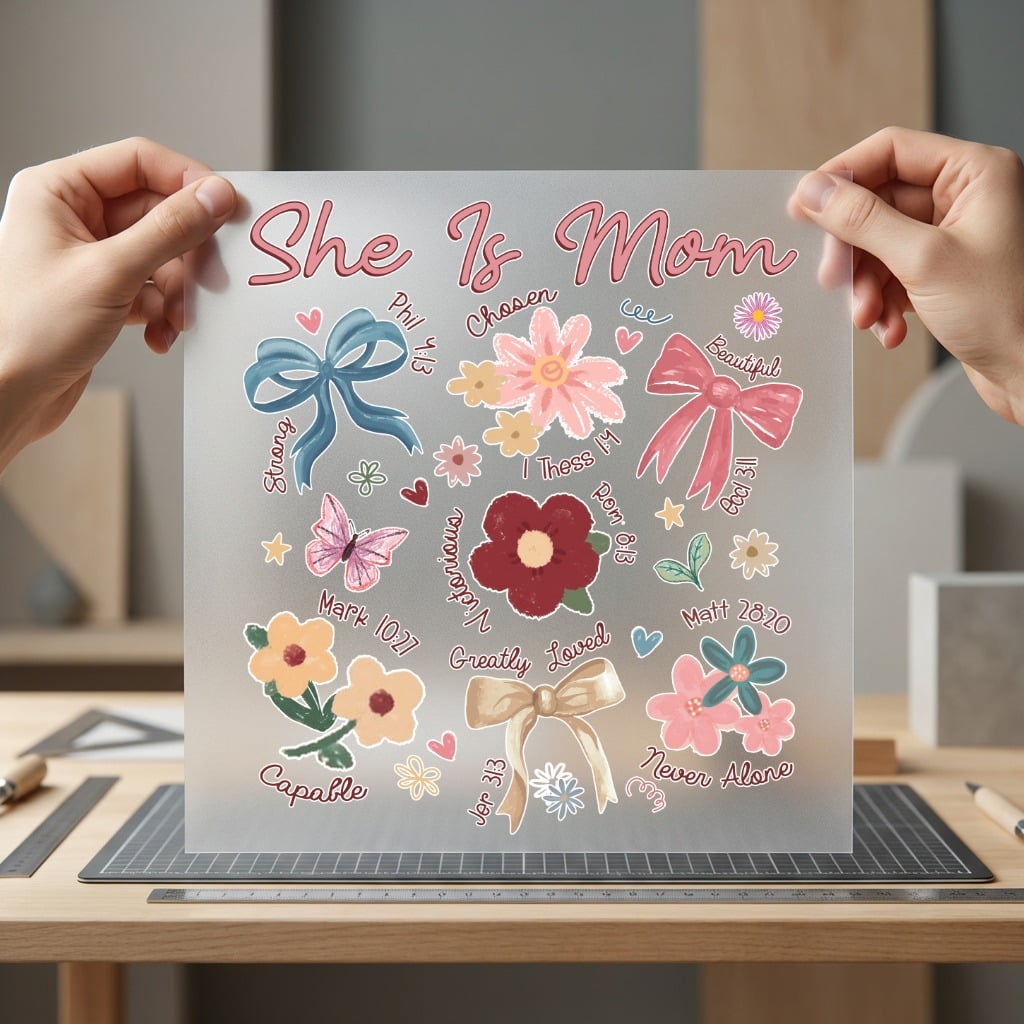 She Mom Floral Script Christian Faith Ready to Press DTF Transfer for Dtf