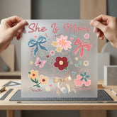 She Mom Floral Script Christian Faith Ready to Press DTF Transfer for Dtf