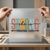 She Strong Proverbs Empowering Christian Faith Ready to Press DTF Transfer for Dtf
