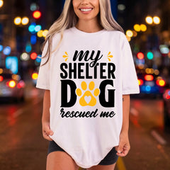 Shelter Dog Rescued Pet Mom Dad Ready to Press DTF Transfer for Dtf
