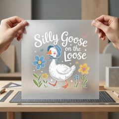 Silly Goose Loose Diy Home & Cozy Vibes Collection Cute Animals Kids Collection Ready to Press DTF Transfer for Dtf