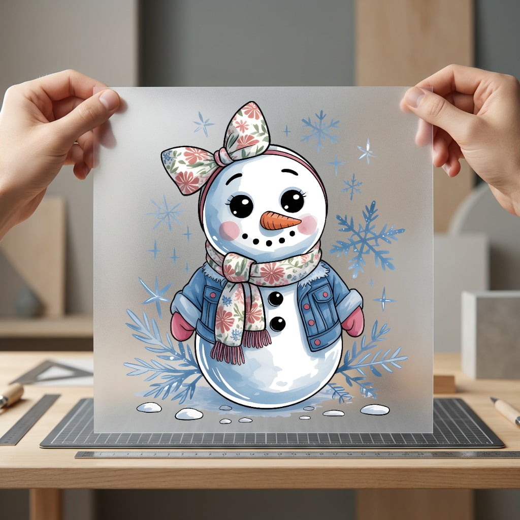 Snowman Denim Vest Winter Christmas Ready to Press DTF Transfer for Dtf