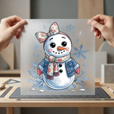 Snowman Denim Vest Winter Christmas Ready to Press DTF Transfer for Dtf