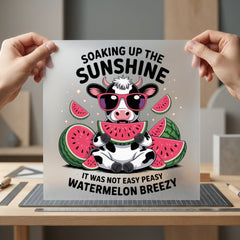 Soaking Sunshine Cow Summer Summer Ready to Press DTF Transfer for Dtf