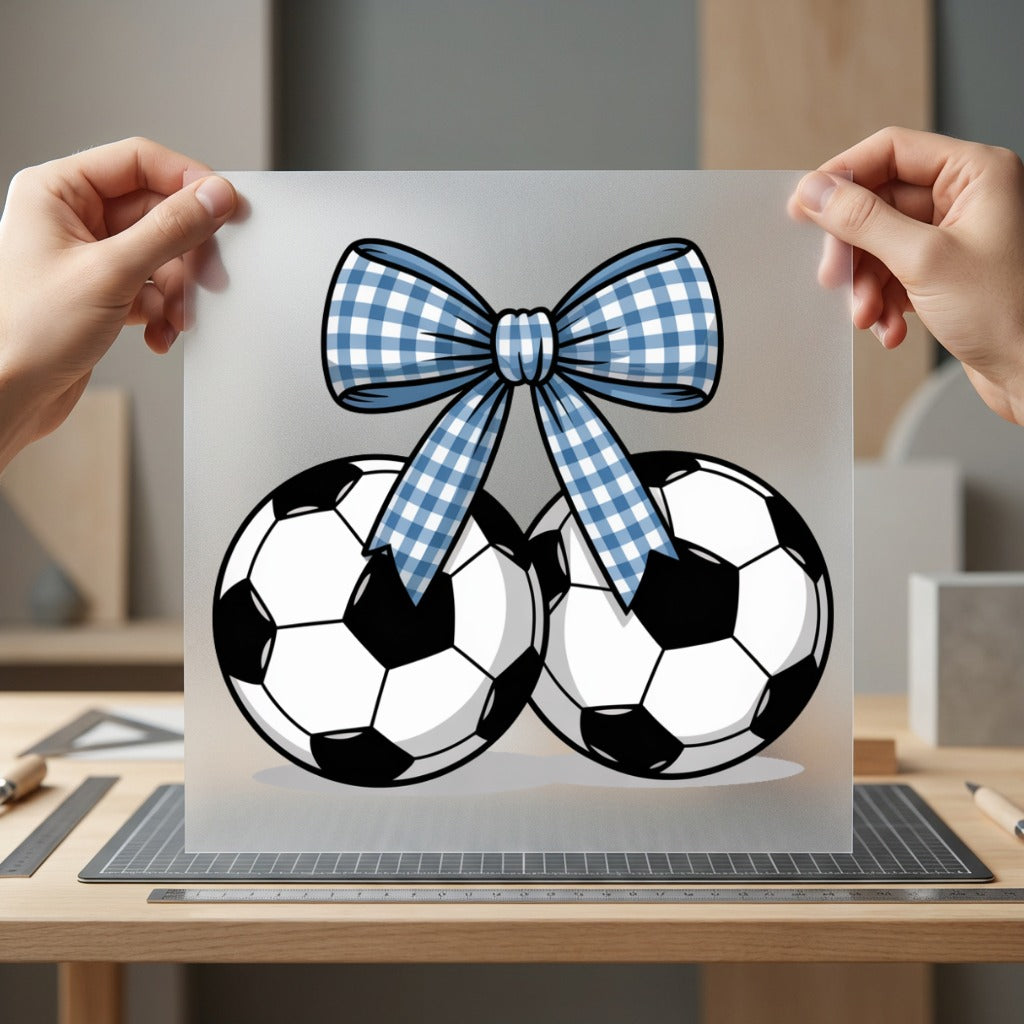 Soccer Ball Bow Sports Fitness Ready to Press DTF Transfer for Dtf