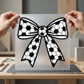 Soccer Ball Bow Sporty Mom Fitness Ready to Press DTF Transfer for Dtf