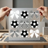 Soccer Ball Gingham Bows Fitness Ready to Press DTF Transfer for Dtf