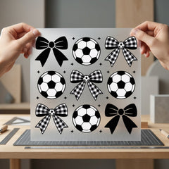 Soccer Ball Gingham Bows Fitness Ready to Press DTF Transfer for Dtf