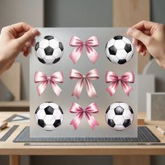 Soccer Ball Pink Bow Aesthetic Fitness Ready to Press DTF Transfer for Dtf