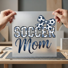 Soccer Mom Floral Bow Mom Vintage Ready to Press DTF Transfer for Dtf