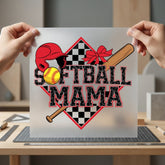 Softball Mama Checkered Sports Mom Vintage Ready to Press DTF Transfer for Dtf
