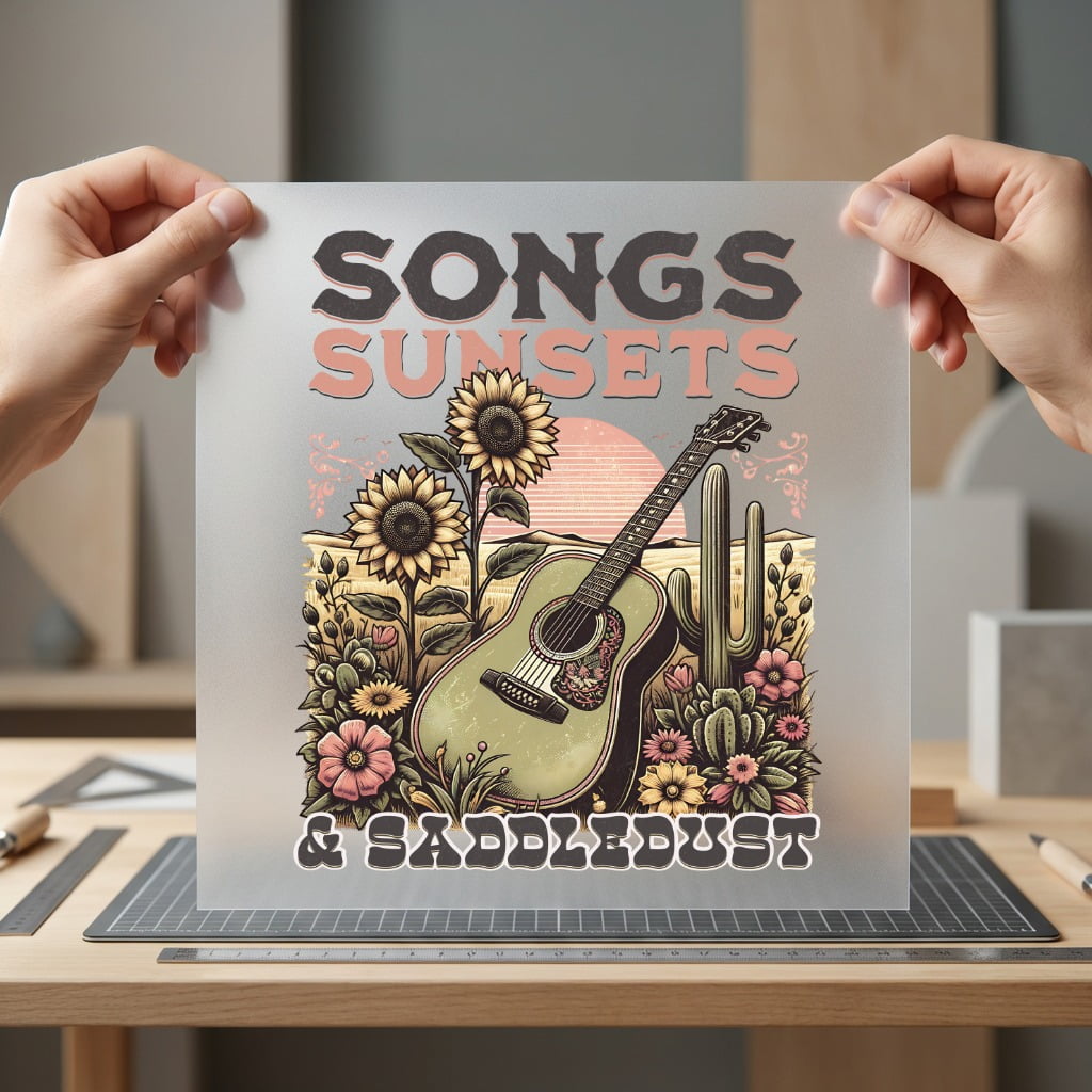Songs Sunsets Saddledust Western Usa Vintage Ready to Press DTF Transfer for Dtf