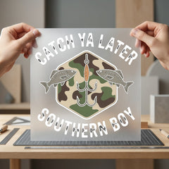 Southern Boy Fishing Art Usa Country Ready to Press DTF Transfer for Dtf