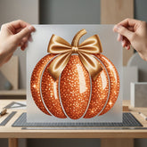 Sparkle Pumpkin Bow Autumn Halloween Thanksgiving Ready to Press DTF Transfer for Dtf