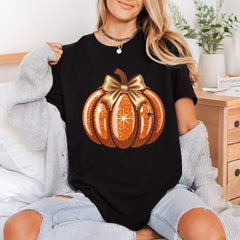 Sparkle Pumpkin Bow Fall Halloween Thanksgiving Ready to Press DTF Transfer for Dtf