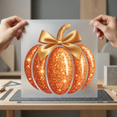 Sparkling Glitter Pumpkin Bow Halloween Thanksgiving Ready to Press DTF Transfer for Dtf