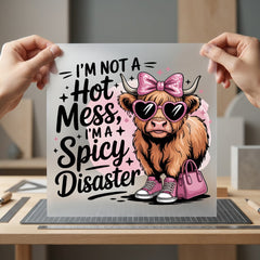 Spicy Highland Cow Humorous Funny Sarcastic Ready to Press DTF Transfer for Dtf