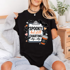 Spooky But Still Charting Halloween Nurse Ready to Press DTF Transfer for Dtf