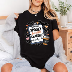 Spooky But Still Charting Halloween Nurse Ready to Press DTF Transfer for Dtf