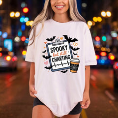 Spooky But Still Charting Halloween Nurse Ready to Press DTF Transfer for Dtf